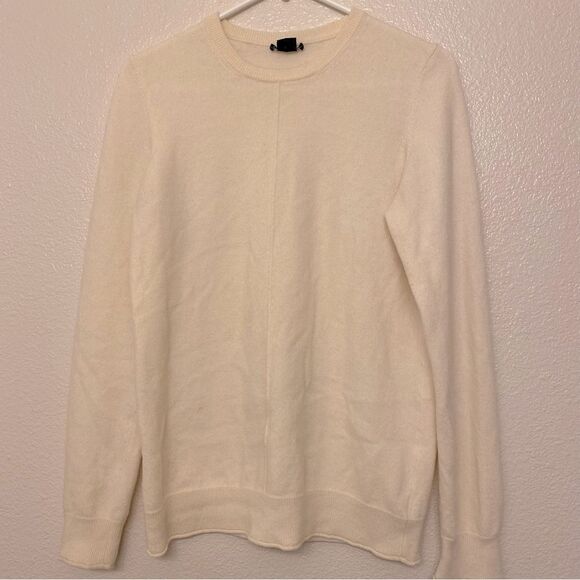 Theory F078706R white ivory 100% cashmere sweater classic minimalist crew neck L - Picture 2 of 8